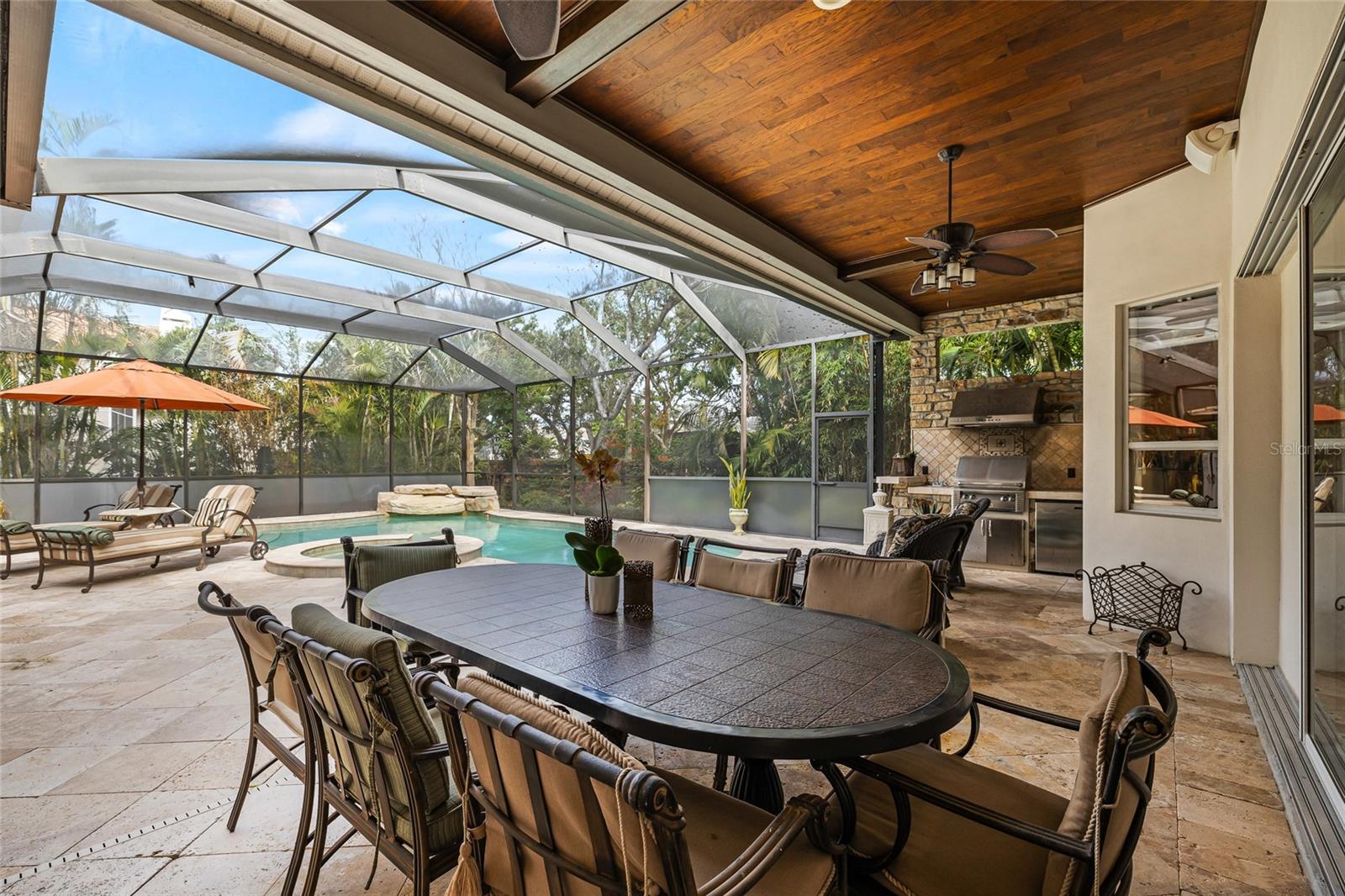 Newly screened lanai with Florida glass for extra privacy.