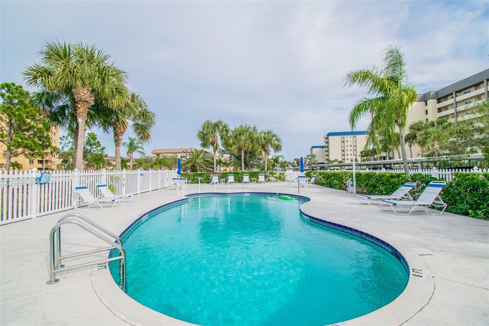 Heated community pool also has a pool bath