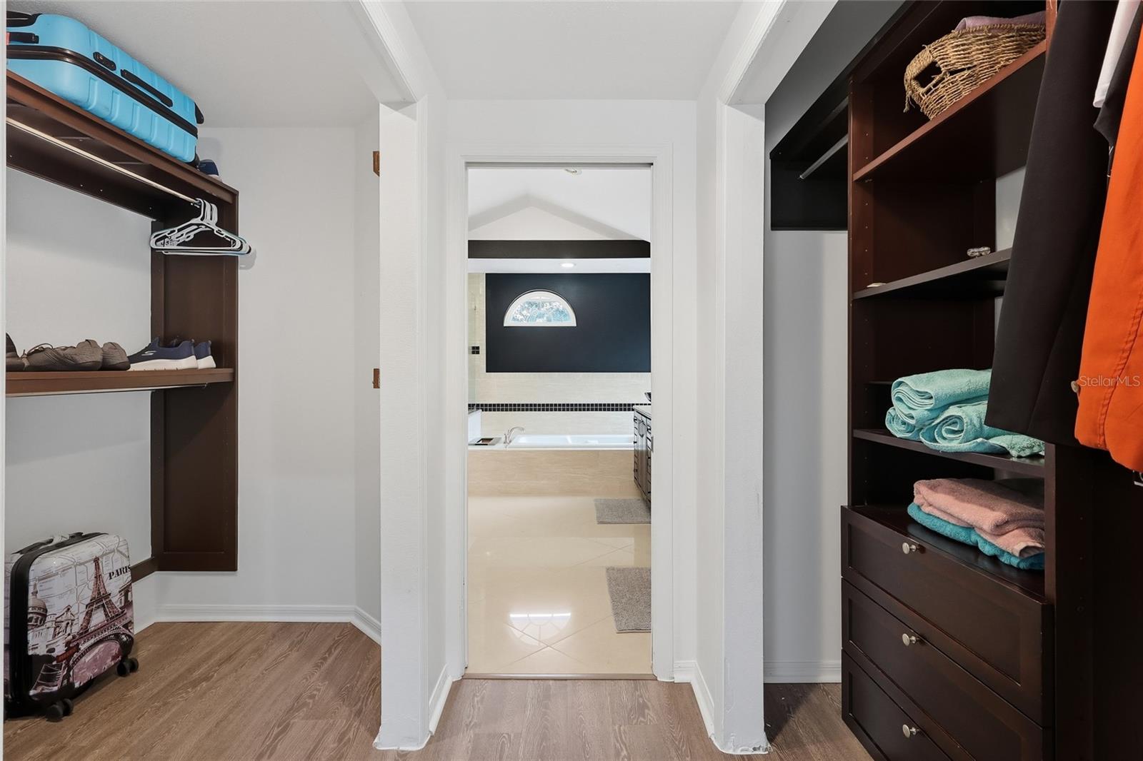 dual closets in the primary bedroom