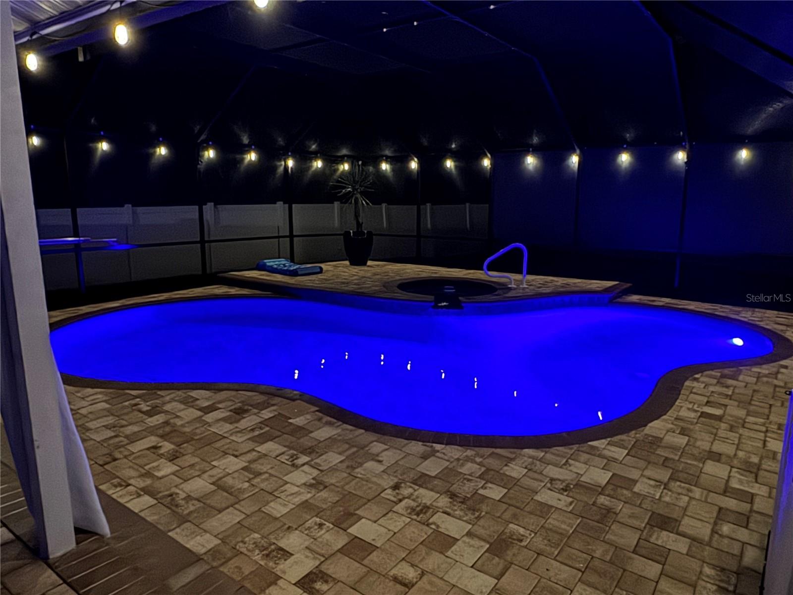 Nigh time around the pool is dazzling!