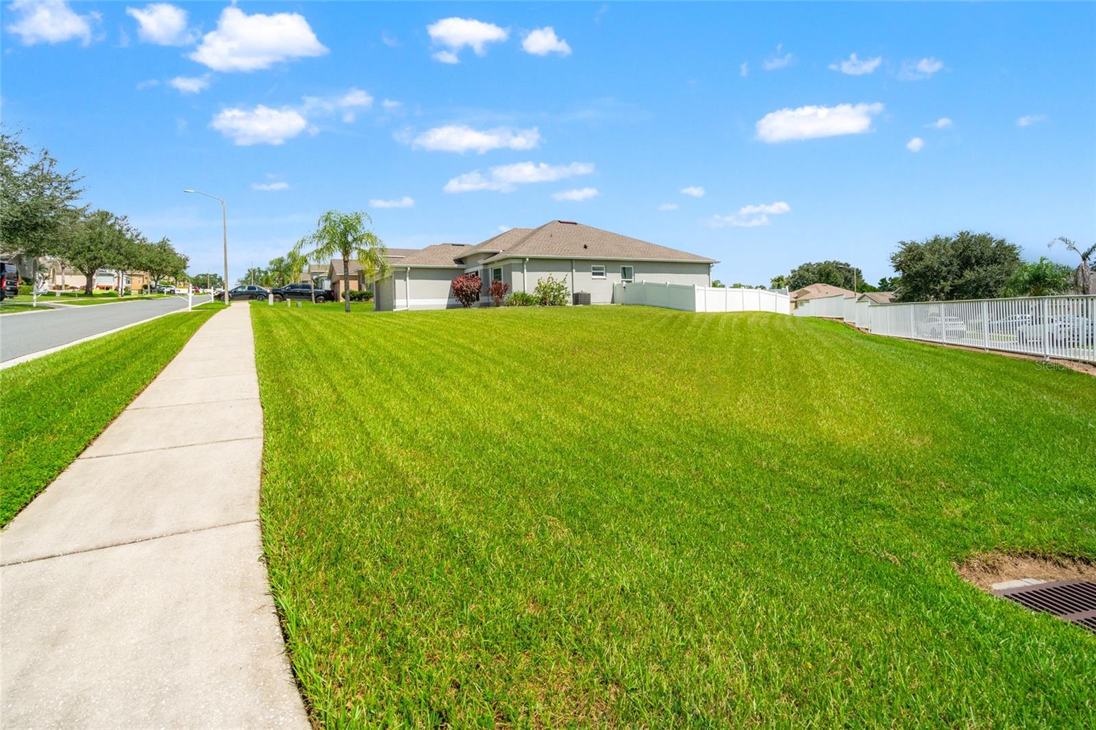 very lush green grass and a prized corner lot