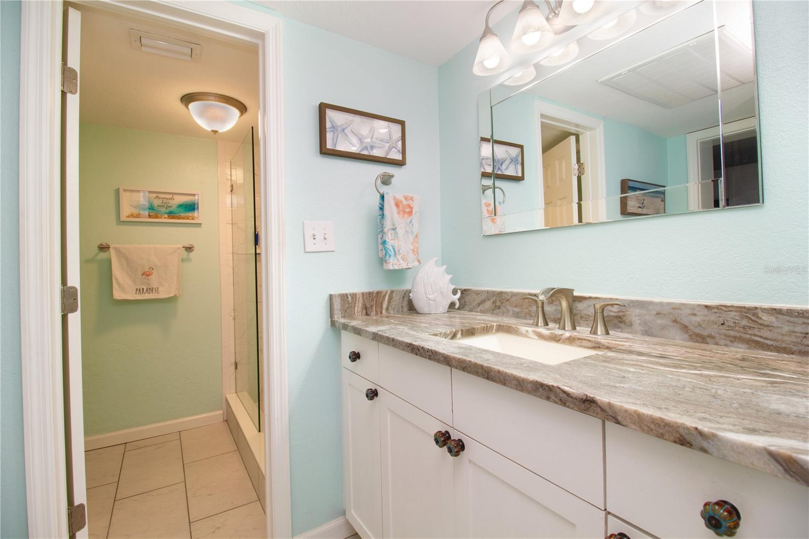 Seperate dressing area off of bathroom.