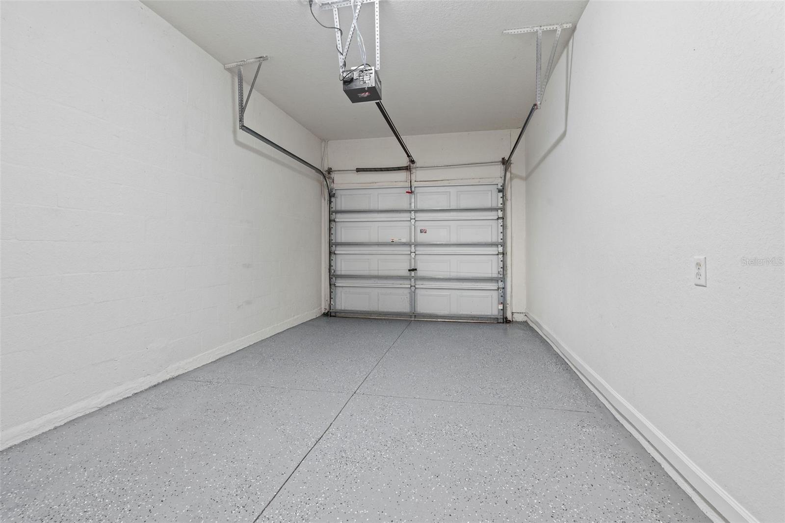 garage with new flooring