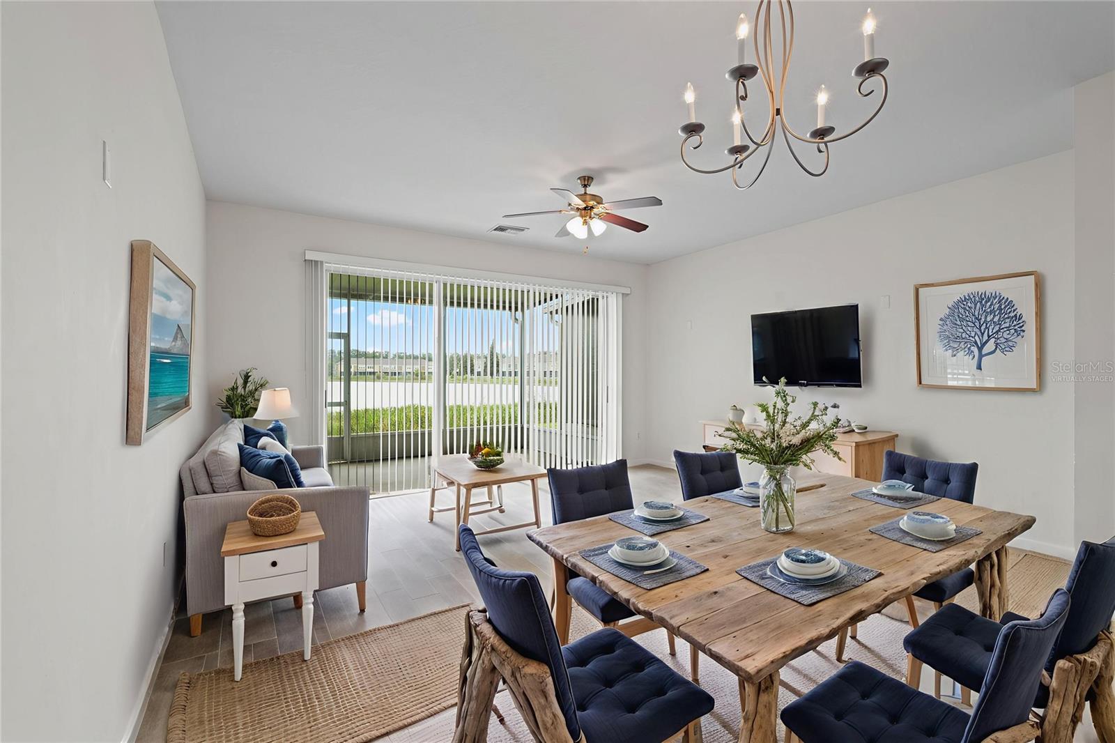 living room/dining room virtually staged