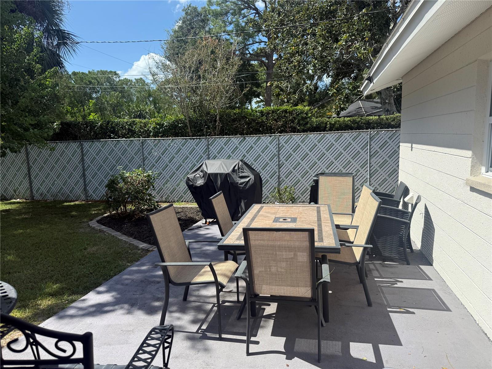 Patio in backyard