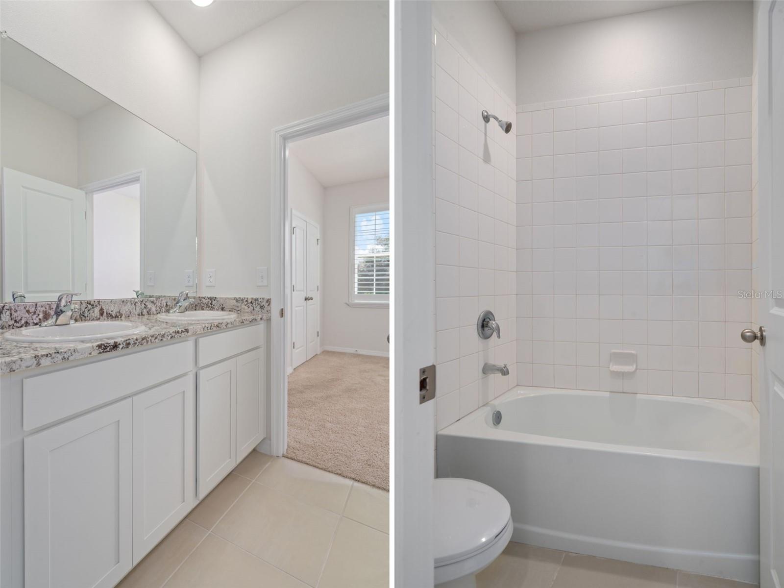 Jack n Jill bath with tub.