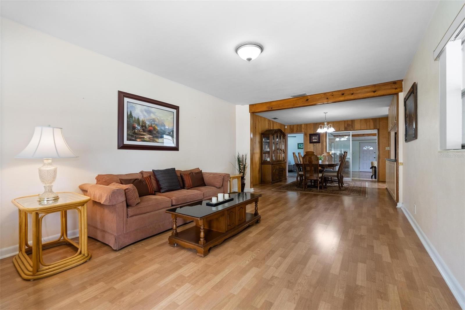 View of living room from entering the front door