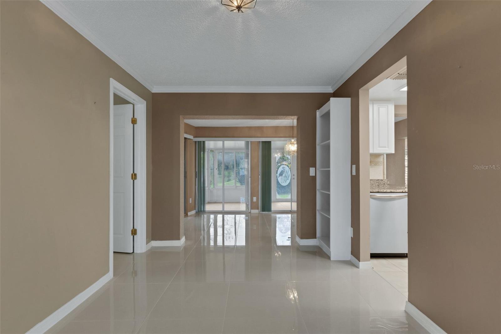 Original dining area under ceiling light