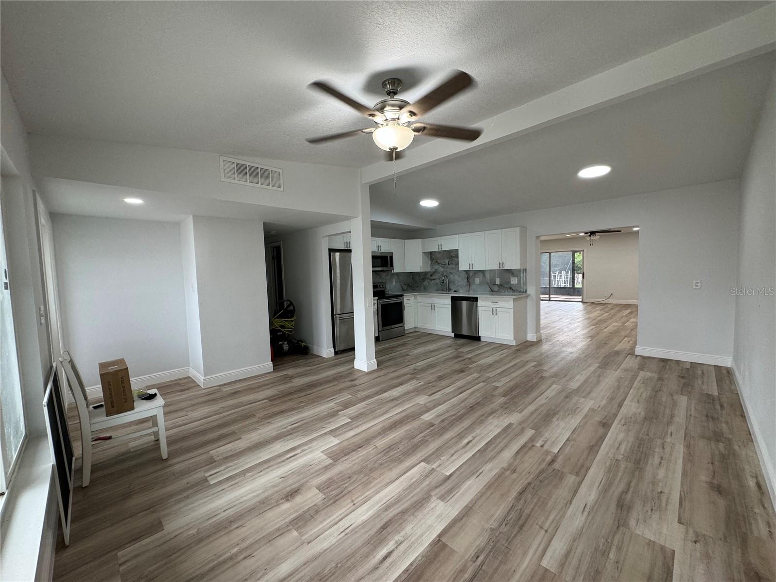 Main kitchen, living room and dining room