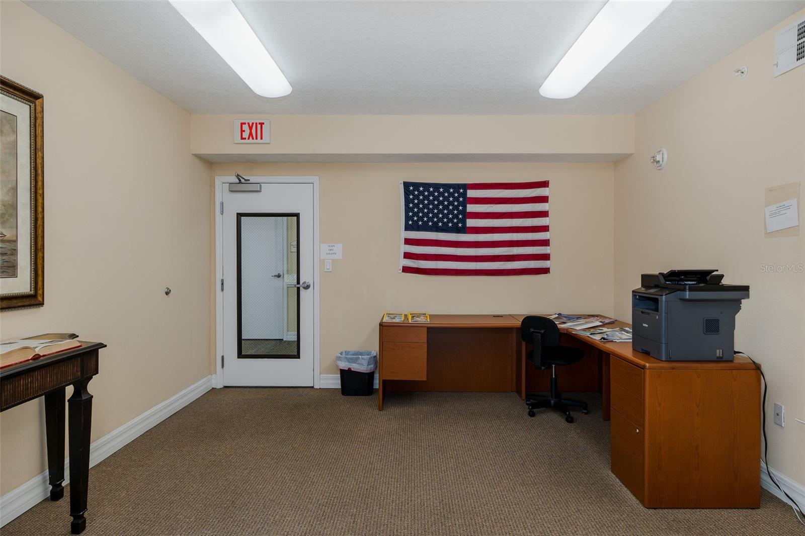 business center with desk and printer area