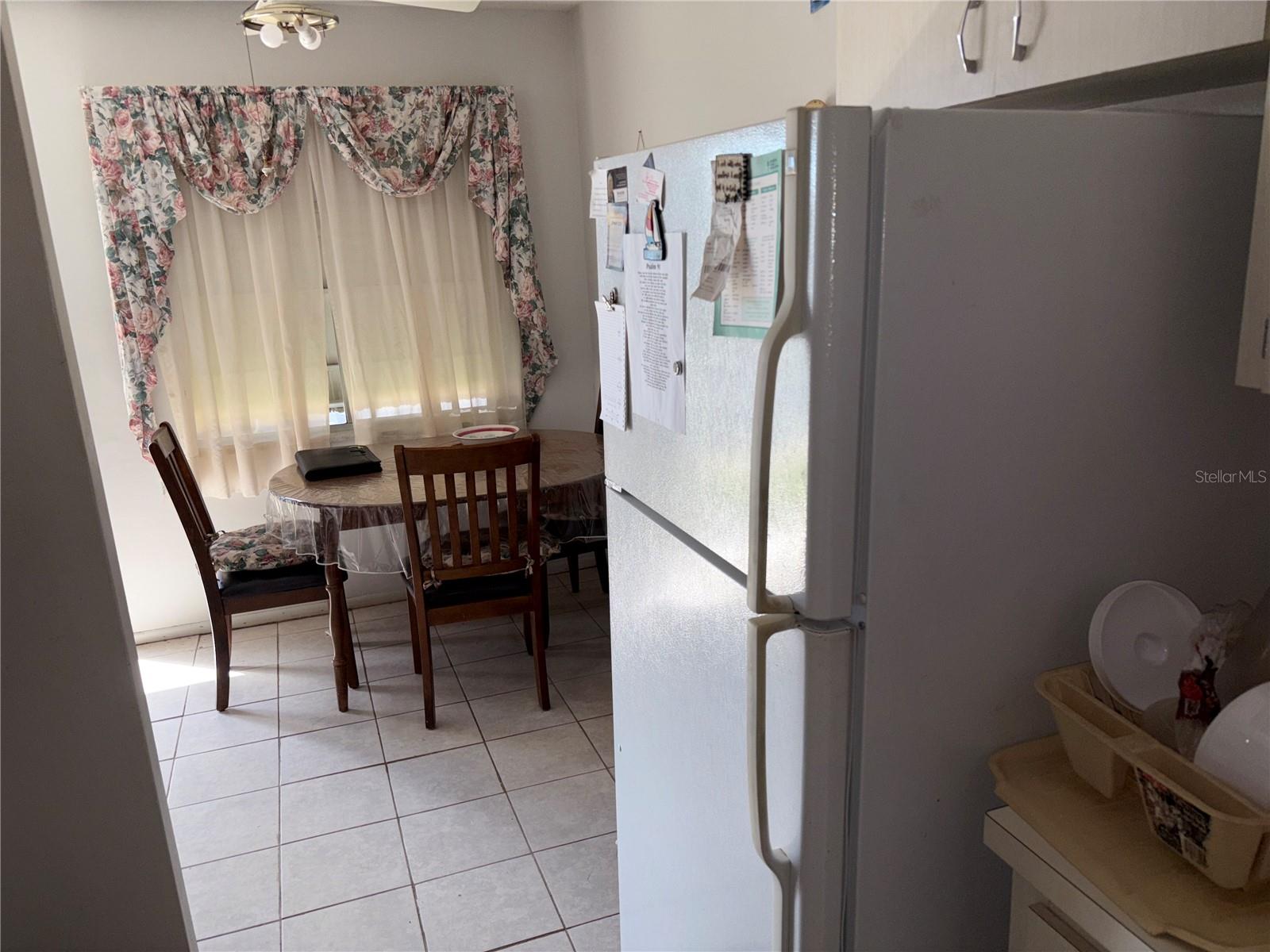 View of dining area from kitchen