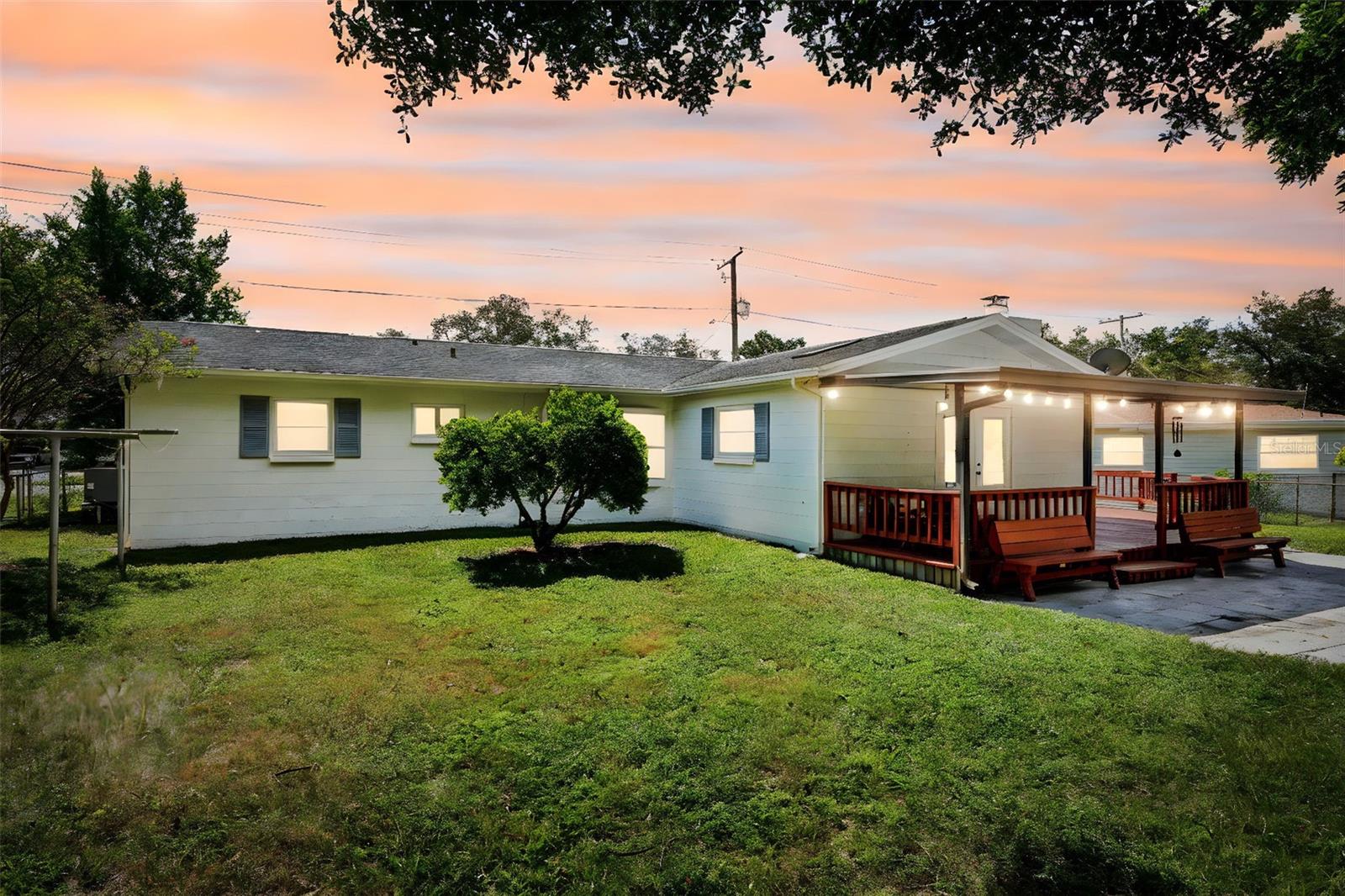 Backyard at twilight