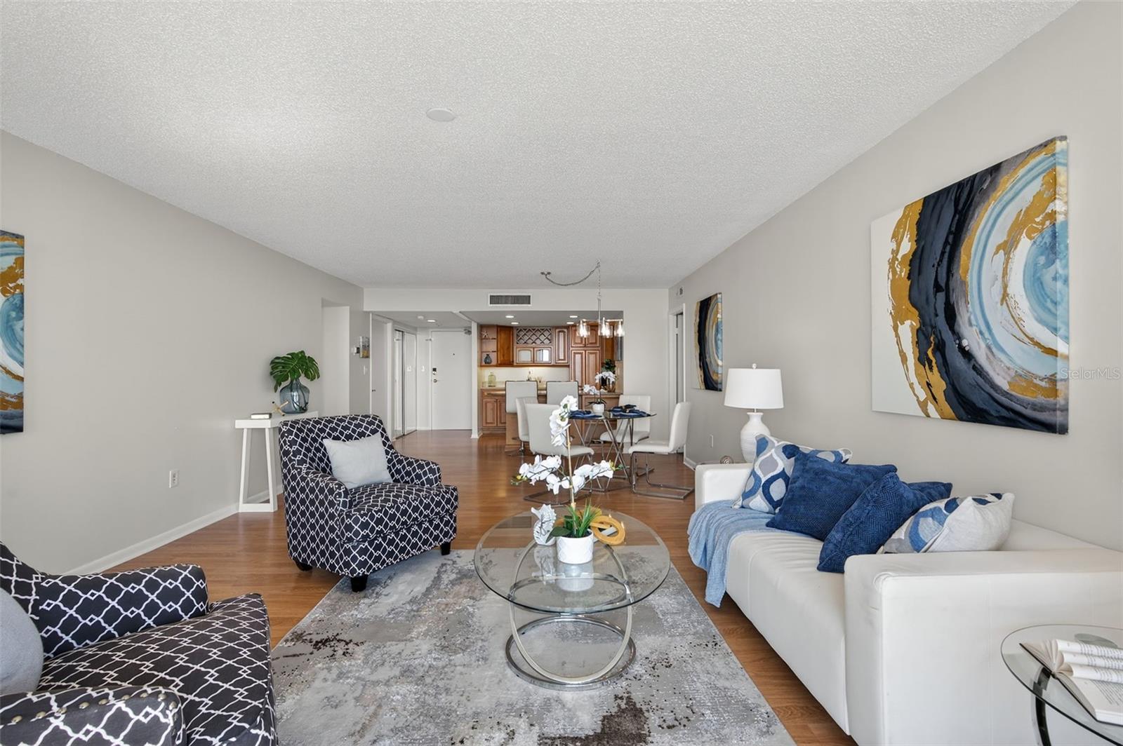Living room and dining area
