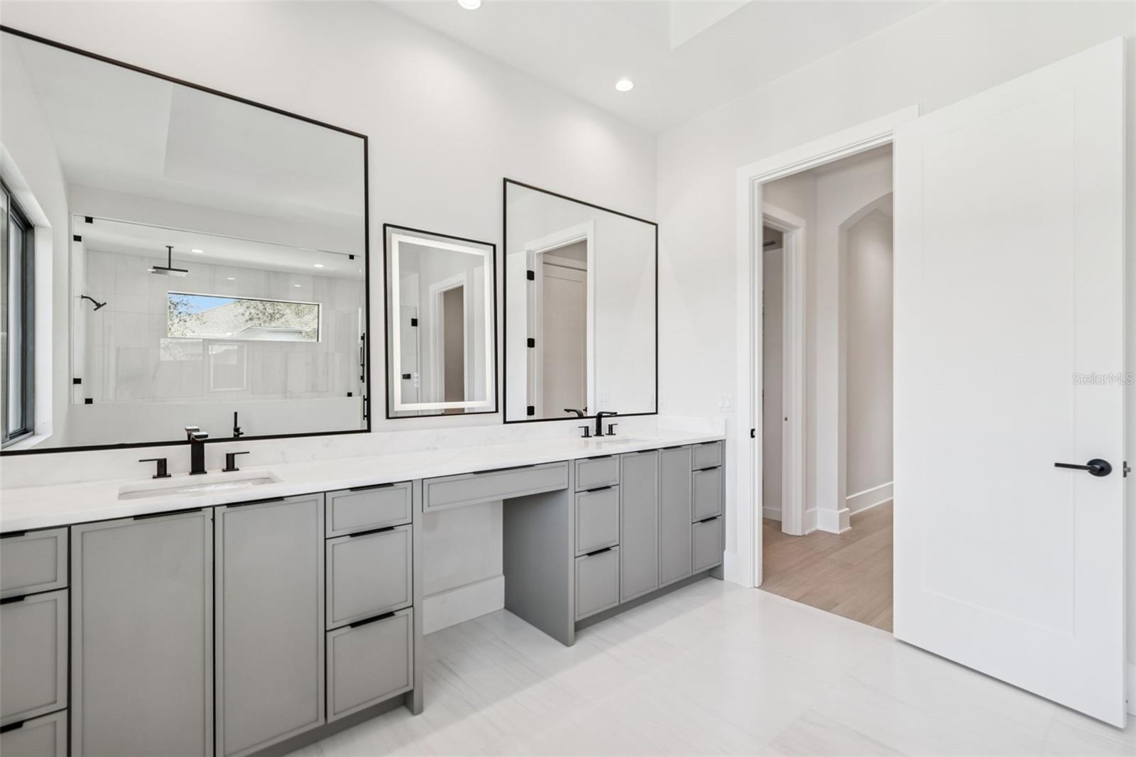 Dual vanity with makeup area