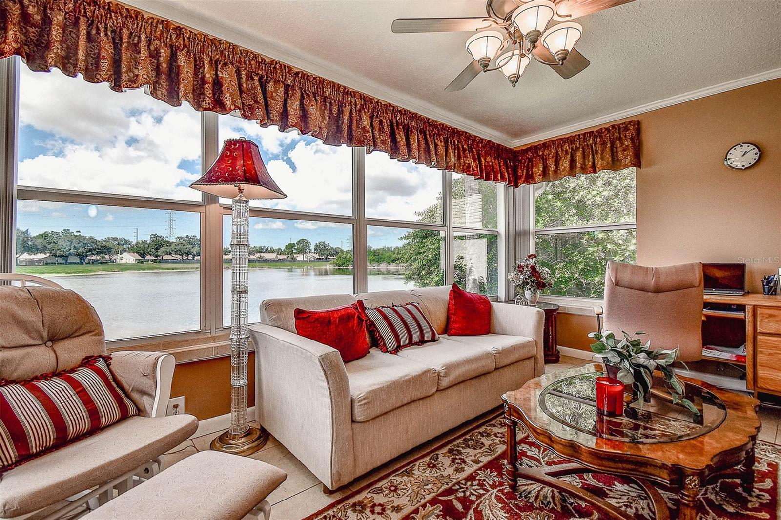 Family room with beautiful water views