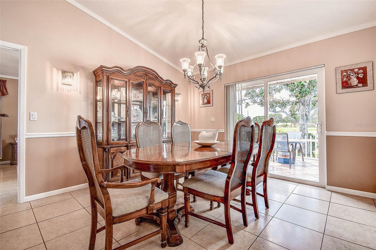 Dining room with sliding doors to back deck