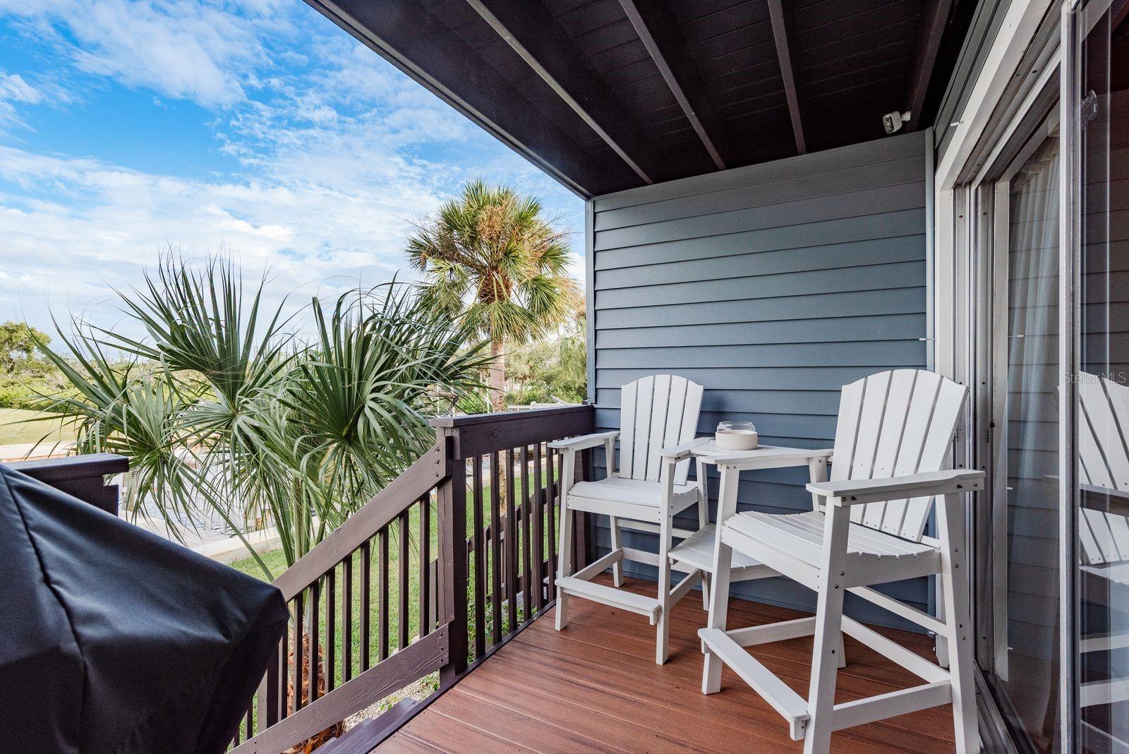 Main Floor Balcony leading to your own DEEDED BOAT SLIP!!