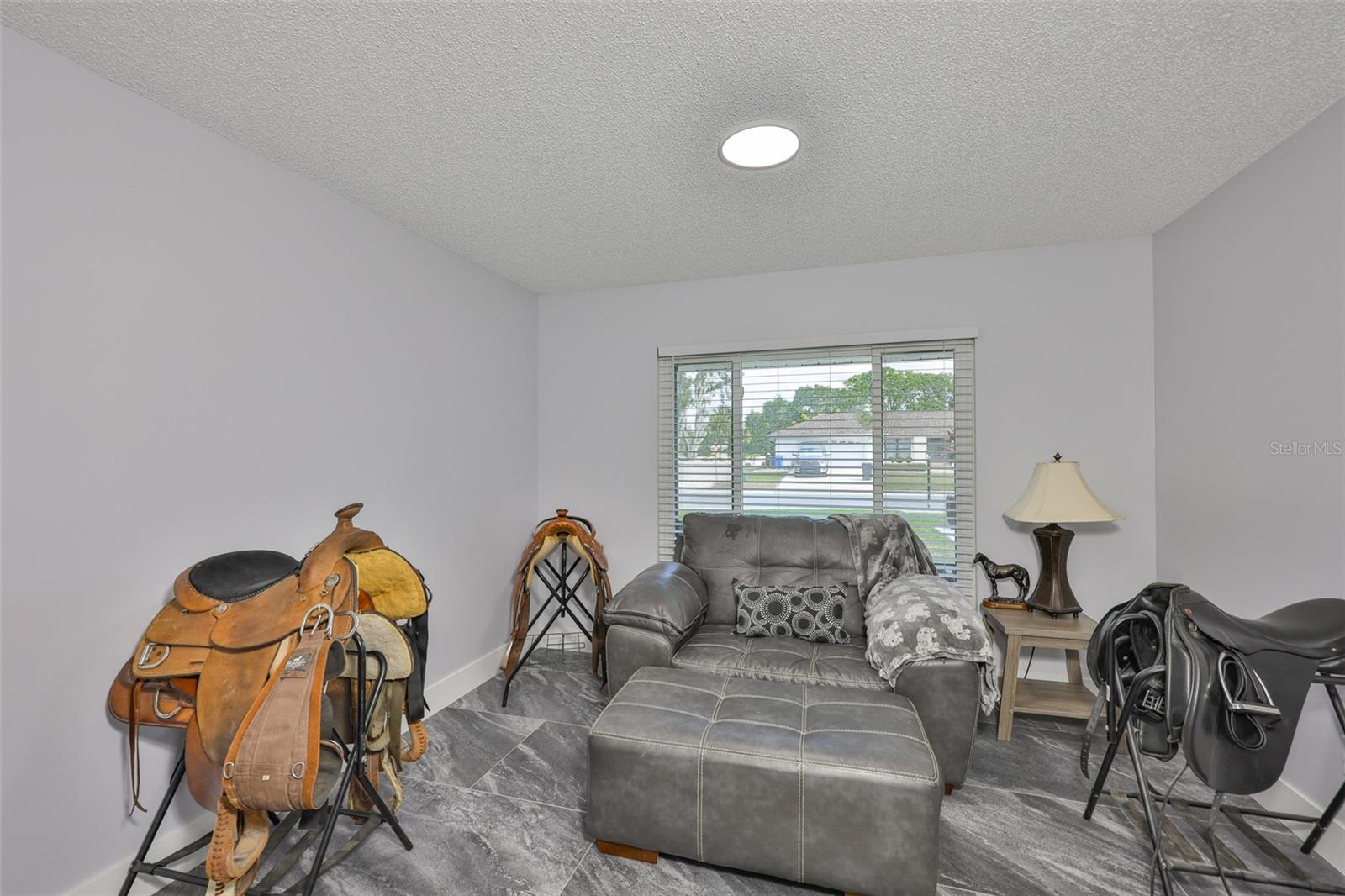 Living room is just the right cozy size for intimate fun gatherings.