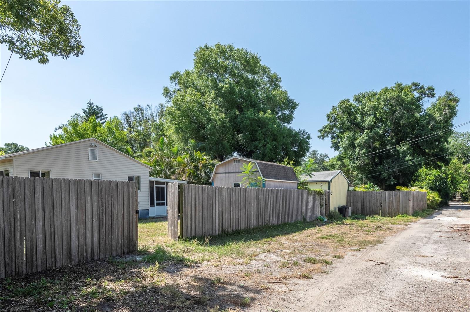 Alley access with double fence doors