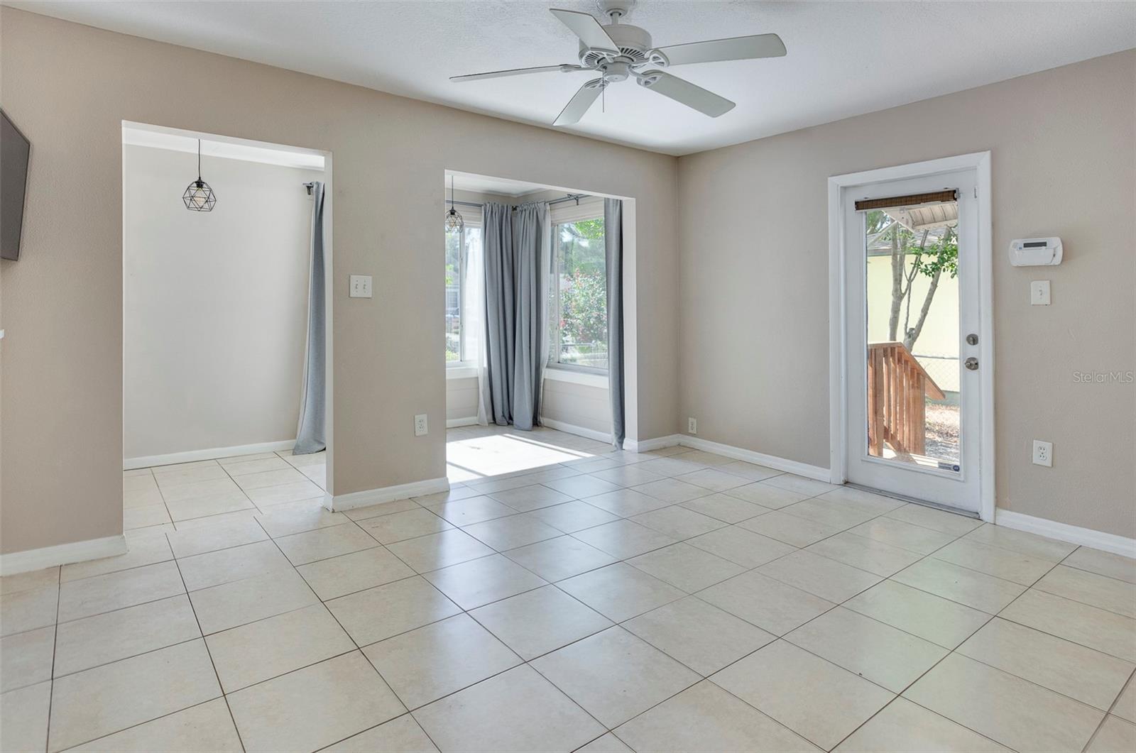 Living area looking at front door