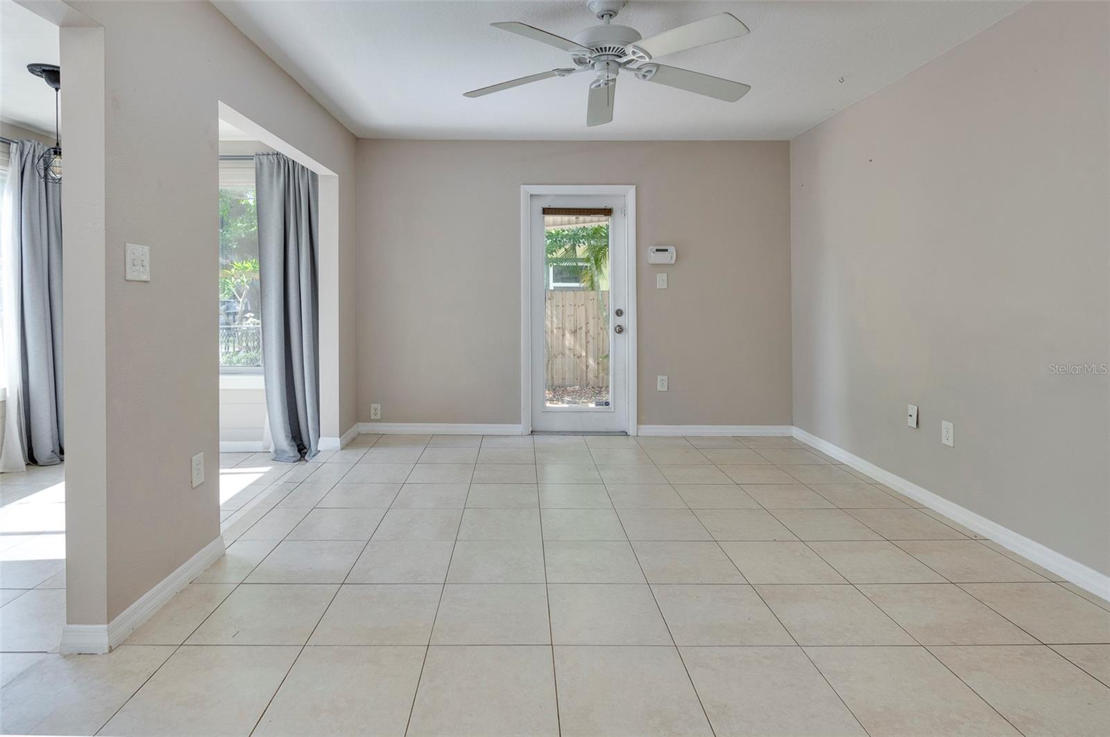 Living area looking at front door