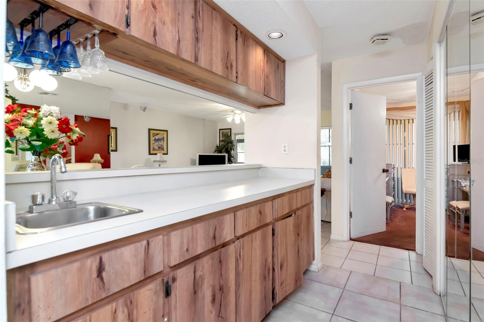 Bar area for extra storage and entertaining area