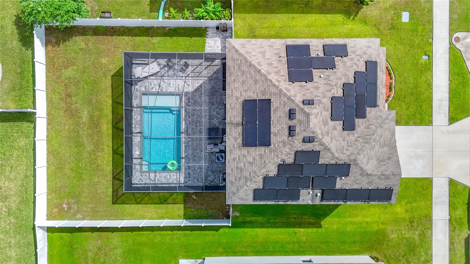 Aerial View of solar panels.