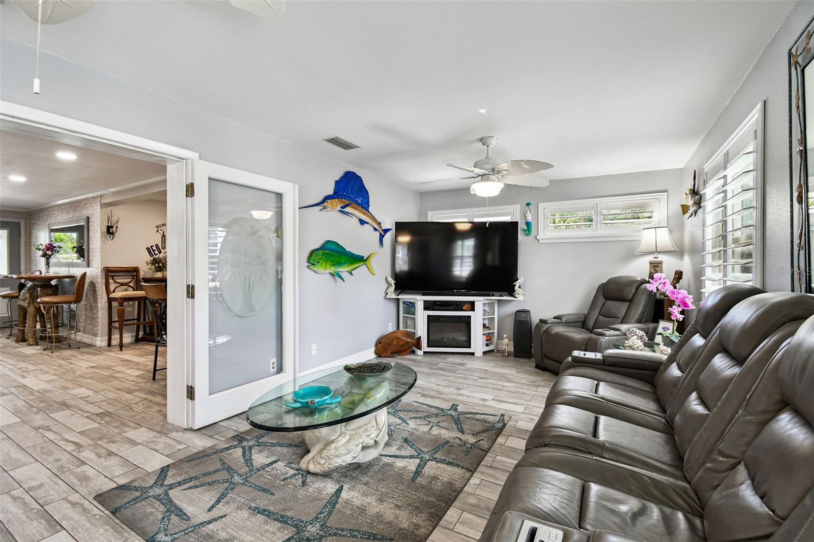 Family Room with French Doors to the Great Room.