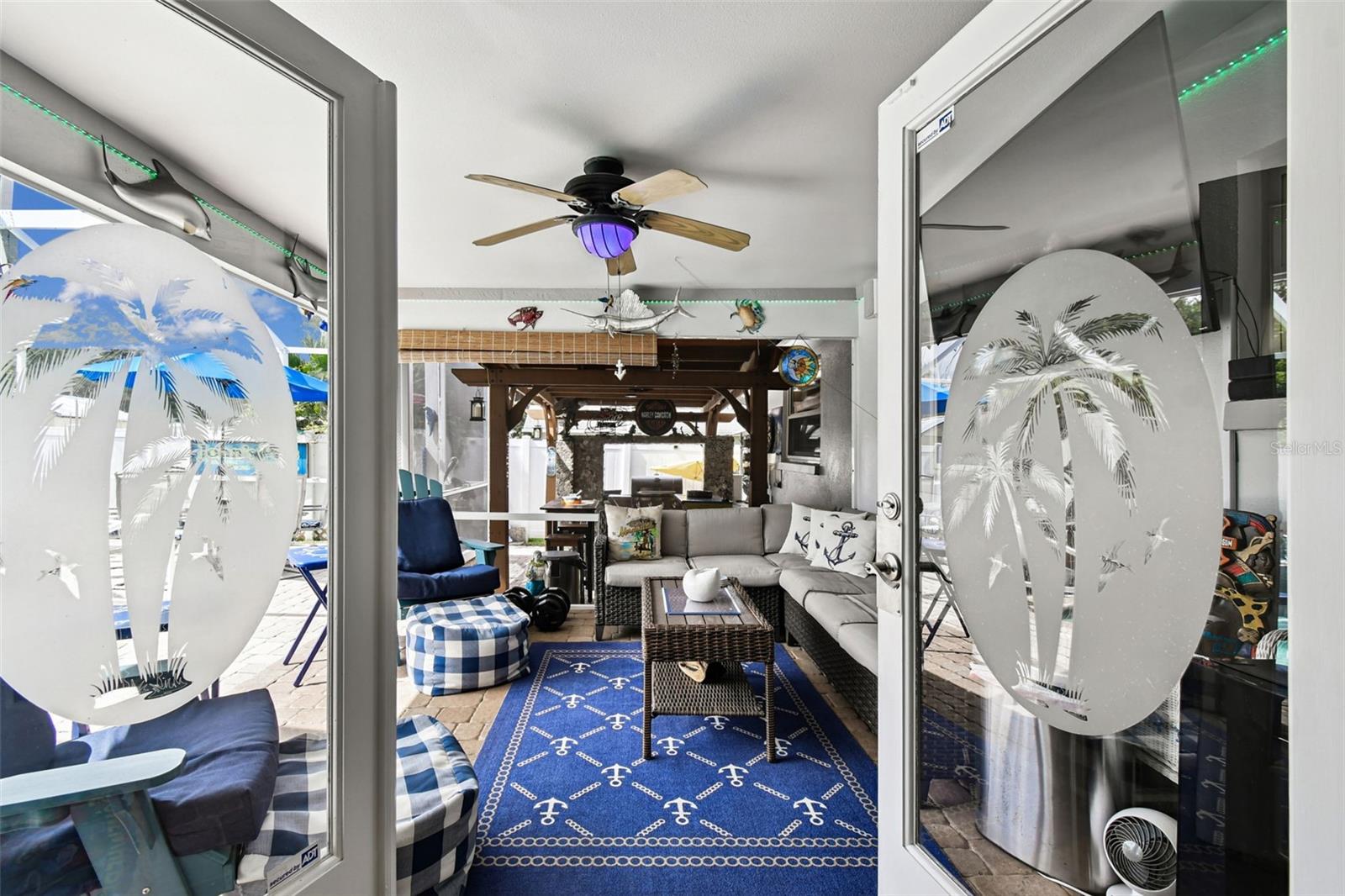 French Doors from Family Room to outdoor oasis