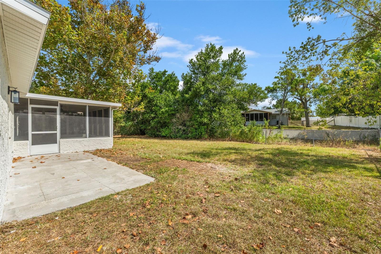 large fenced backyard