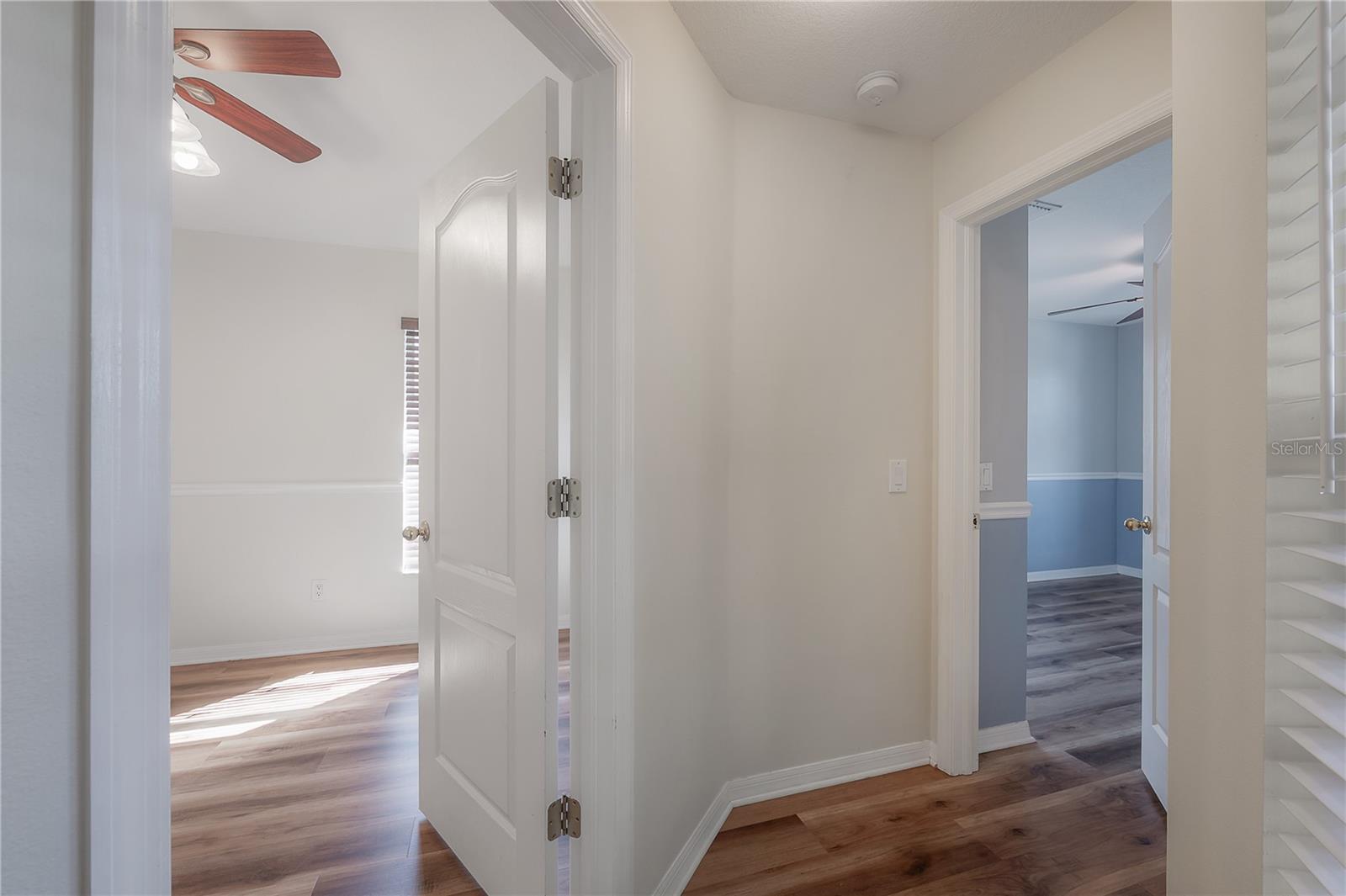 Hallway to guest bedrooms and bath