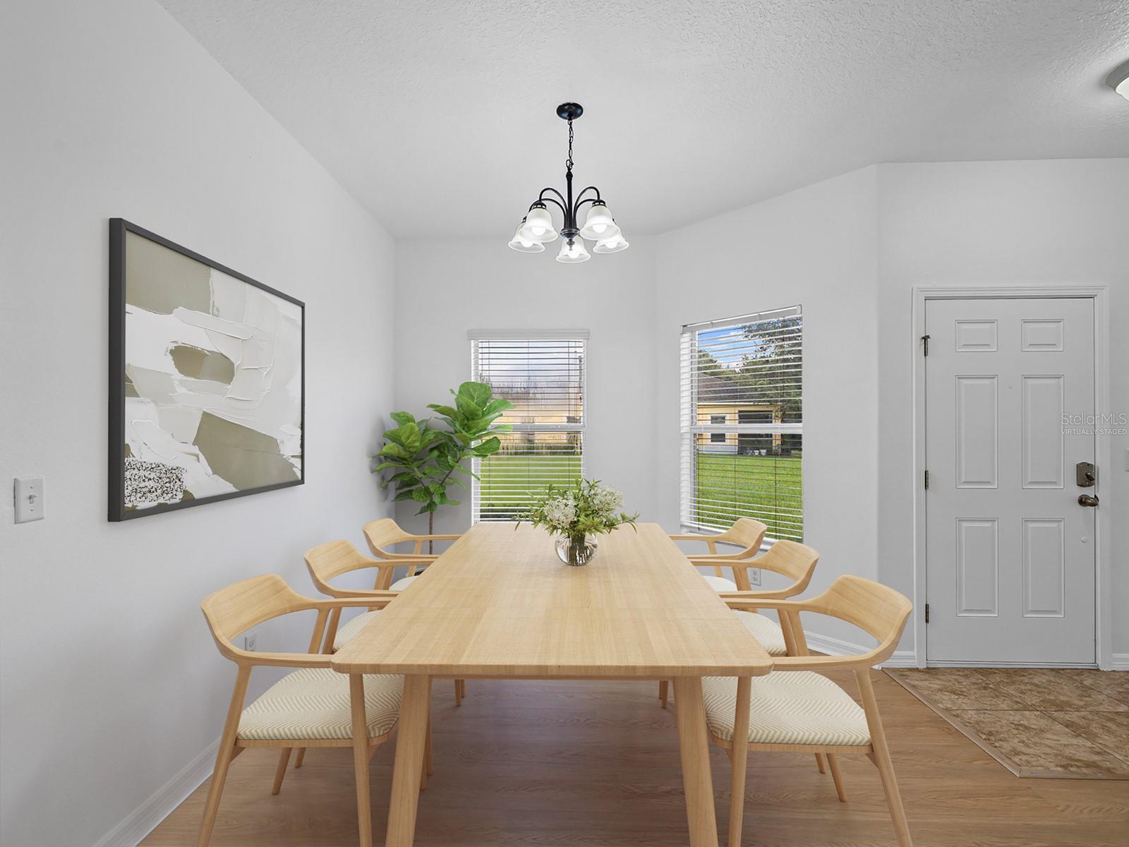 Virtually staged dining area