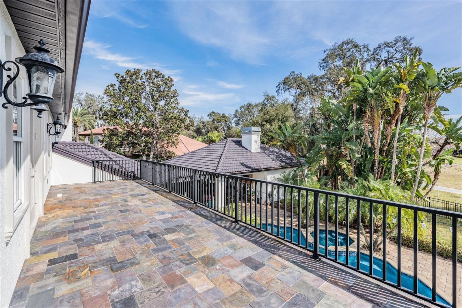 Balcony with beautiful Views and Slate Tile Flooring
