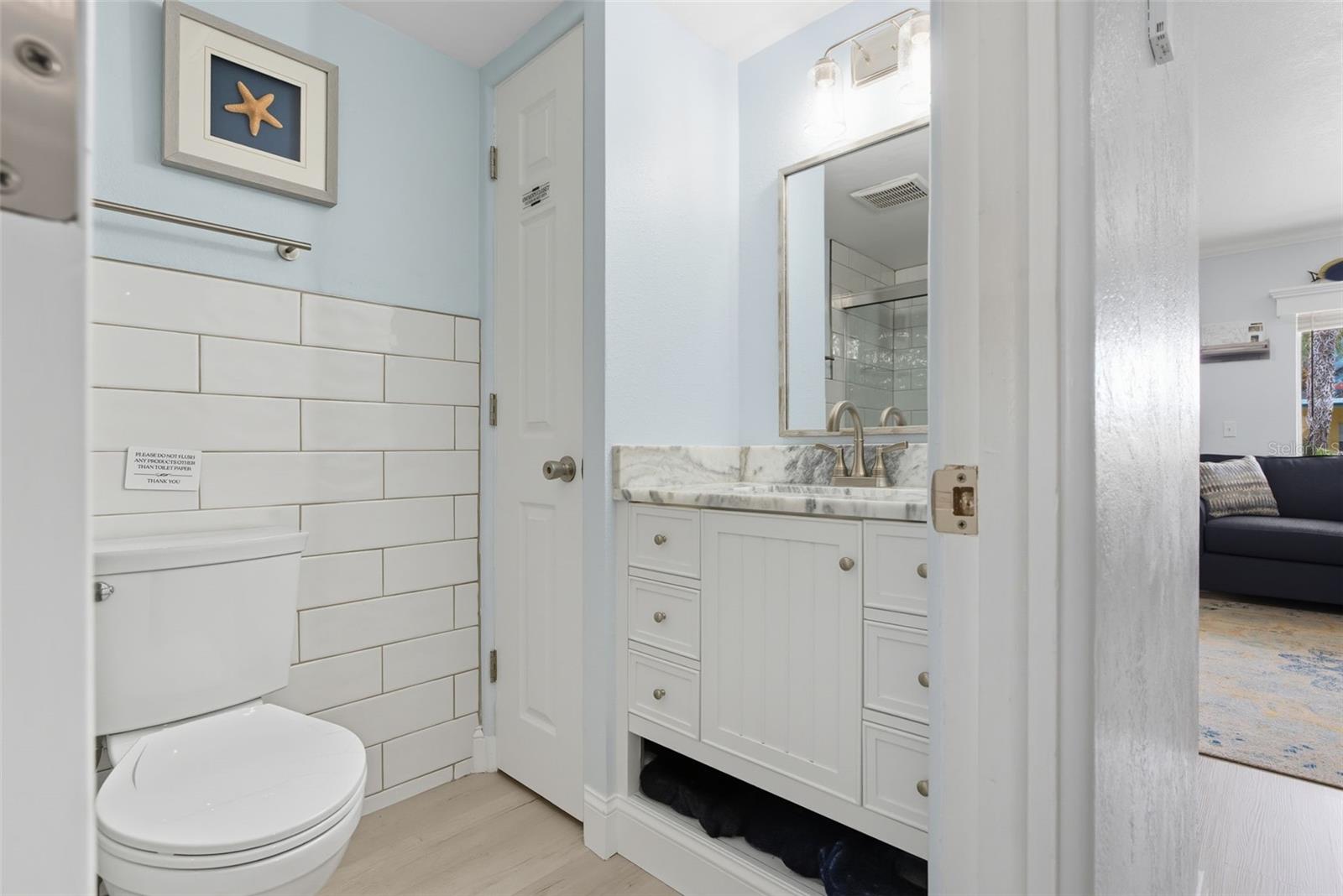 Well lit bathroom