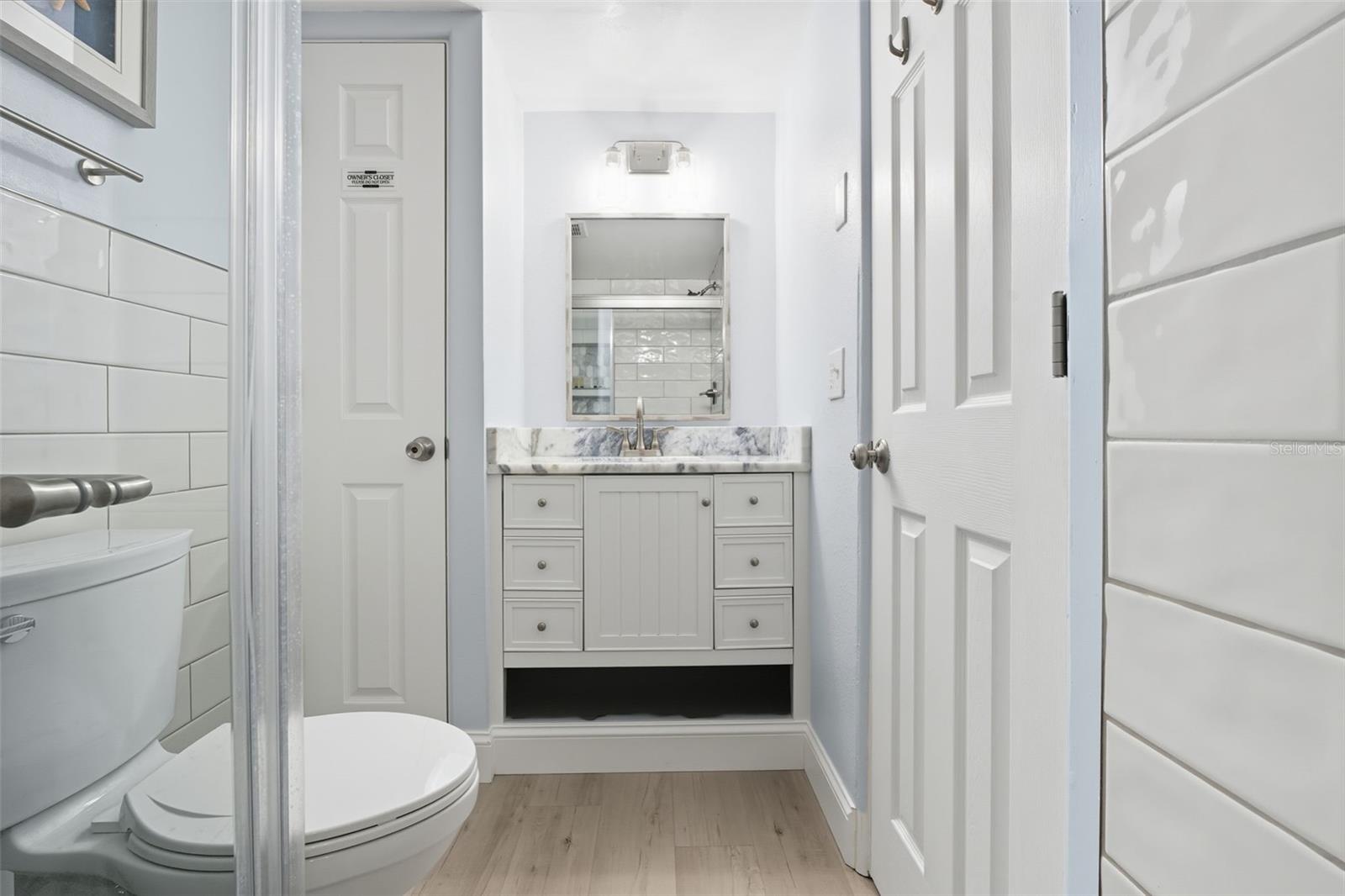Well lit bathroom