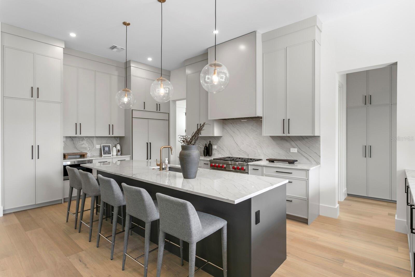 Kitchen ( Right side half bath and storage and exit to Grill)