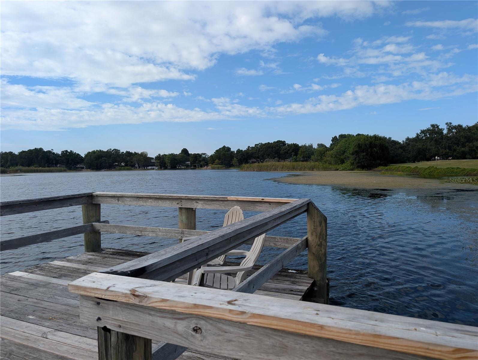 View of lake meeting backyard area.  Very serene.  Majestic sunsets can be enjoyed here.