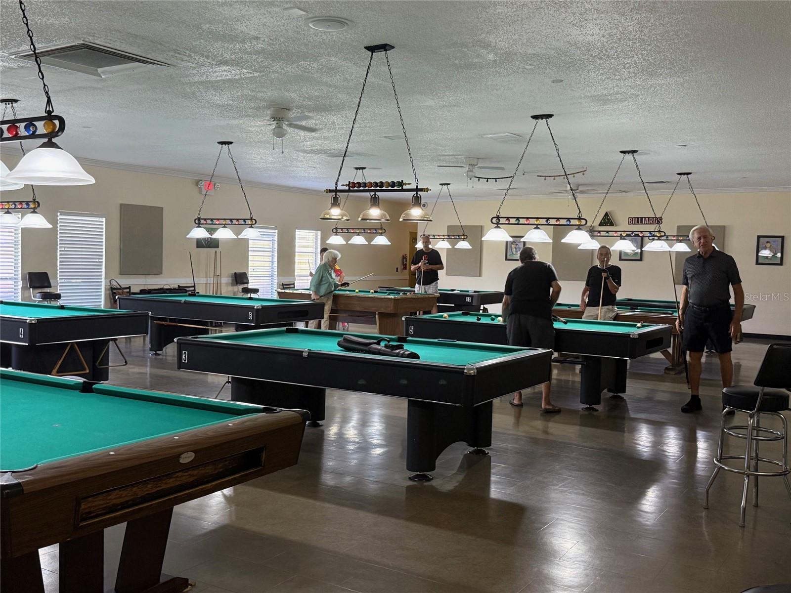 Billiards tables.