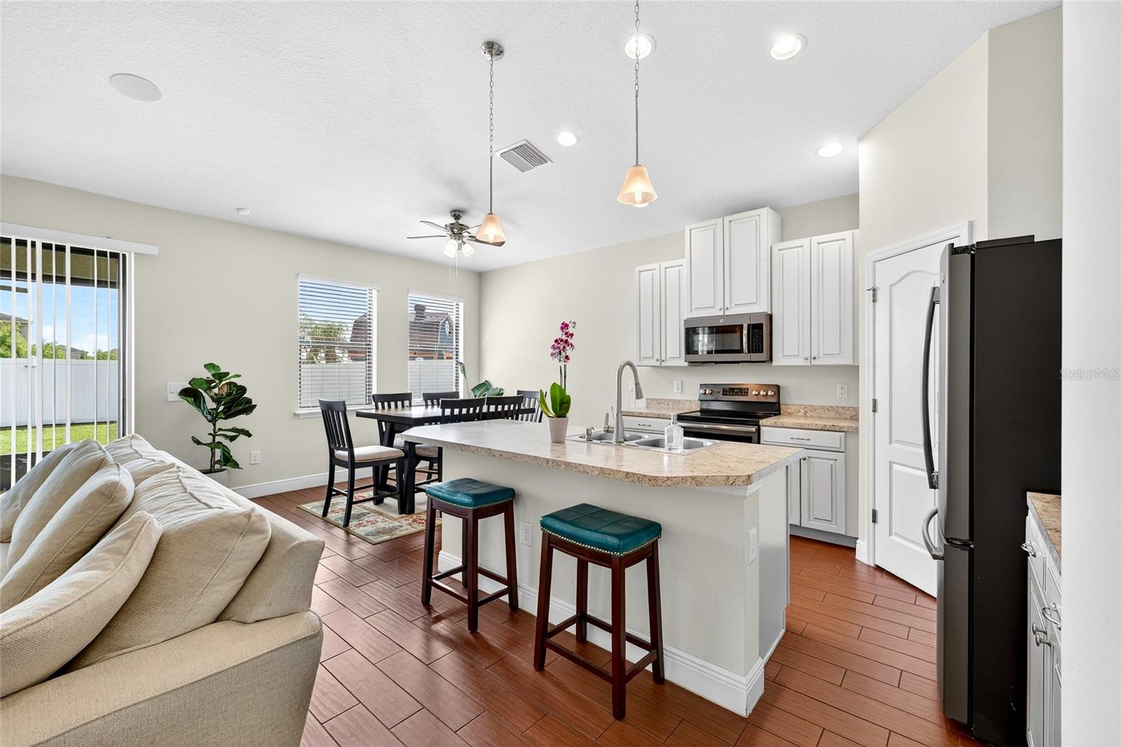 Open kitchen with island for entertaining