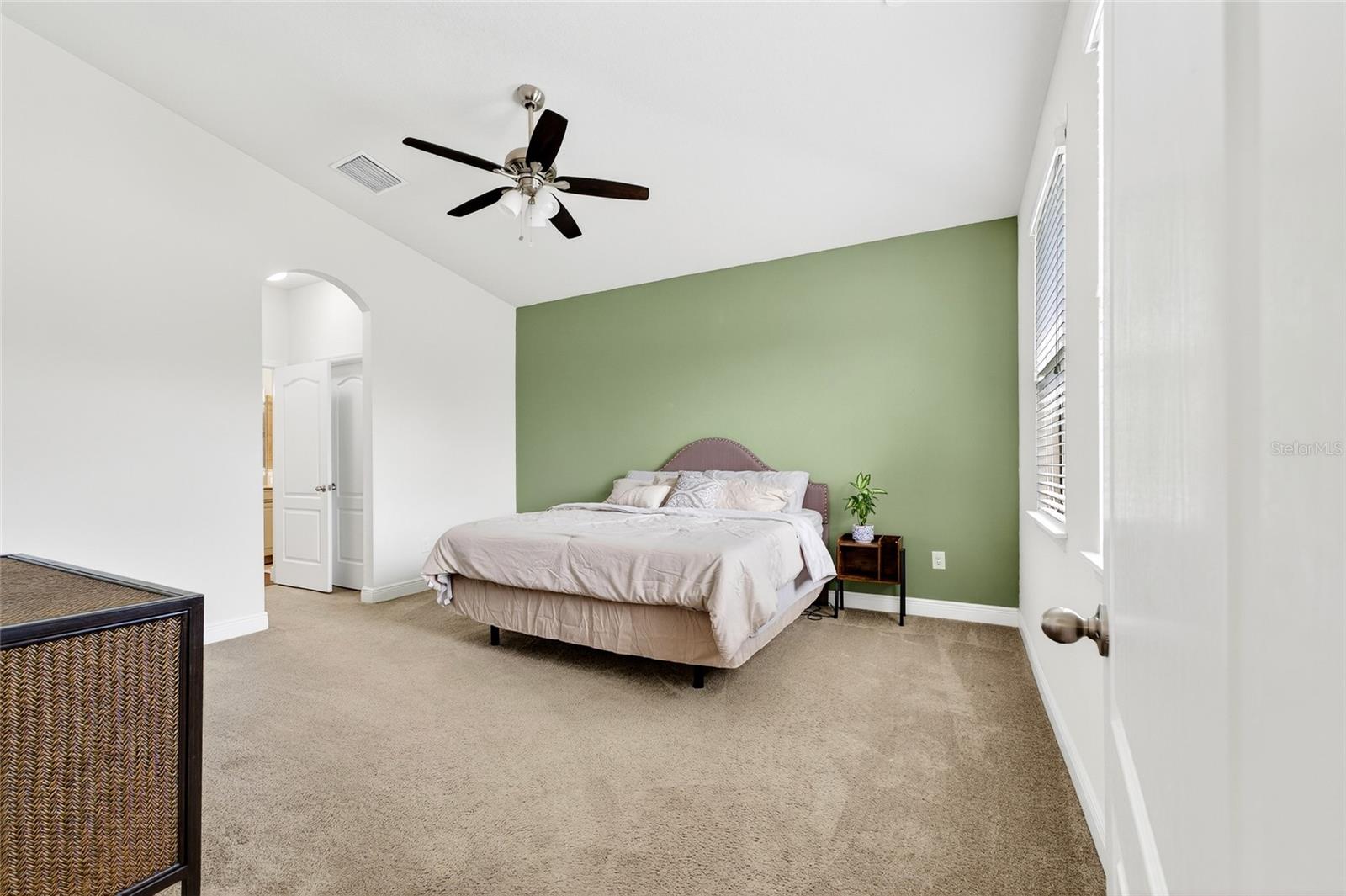 Master bedroom with vaulted ceilings