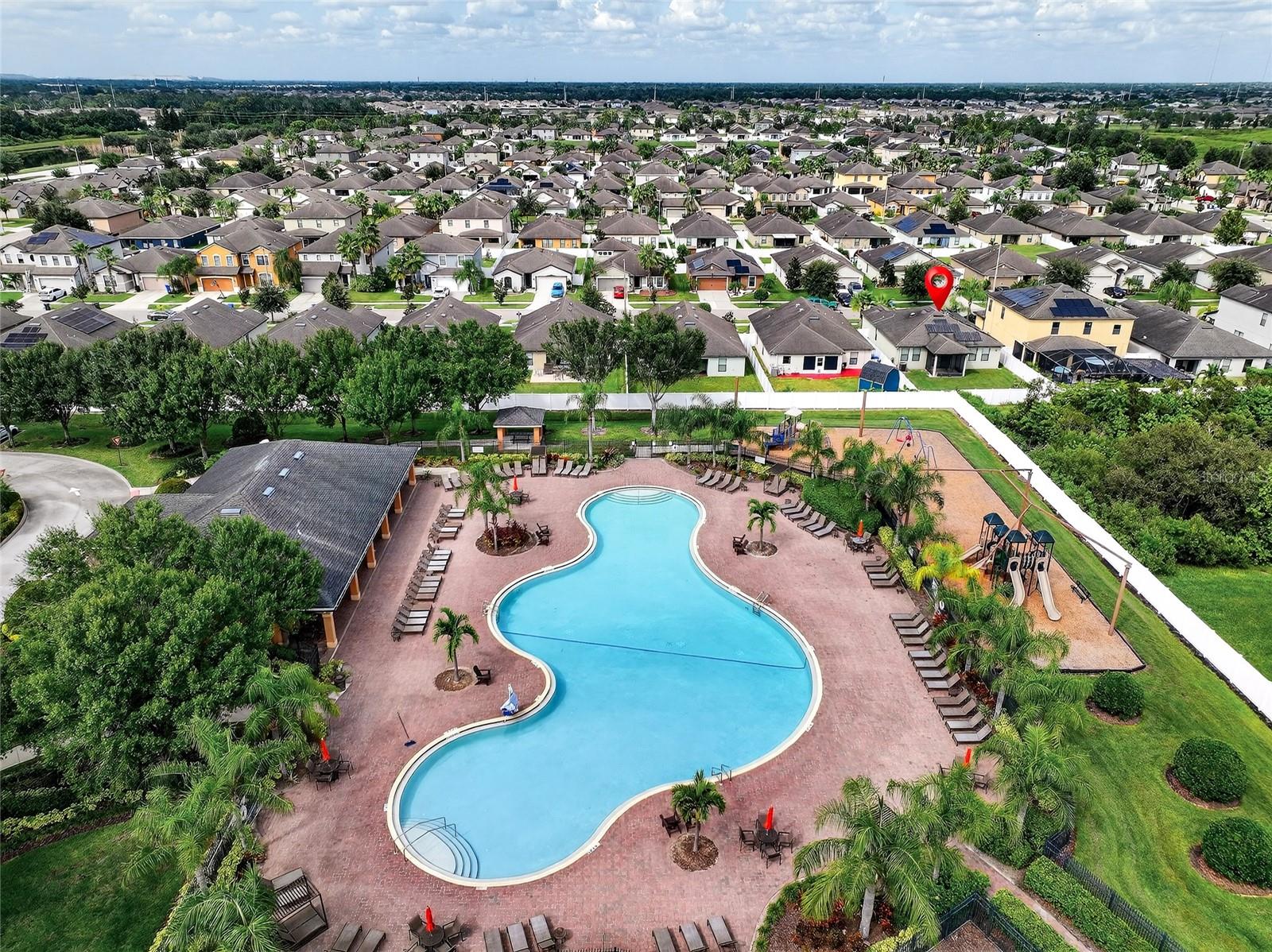 Beautiful resort-style community pool, clubhouse and playground