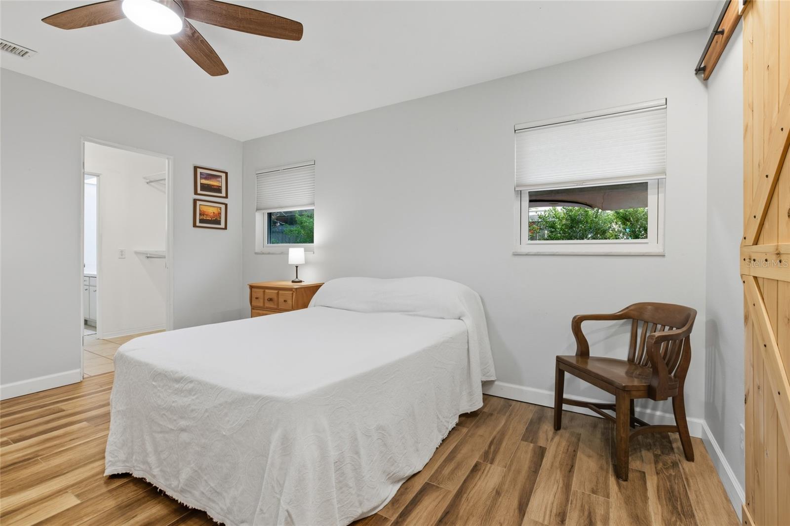 This split floor plan offers the primary bedroom privacy from the other bedrooms!