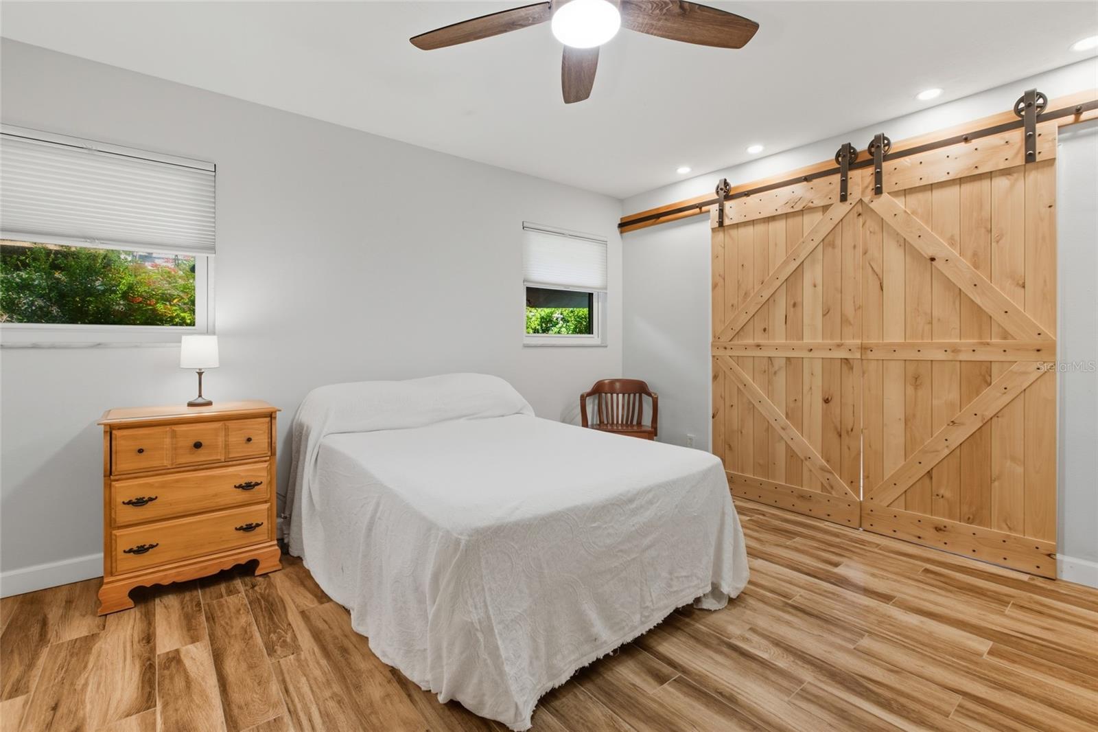 The barn doors offer a water view or more privacy!