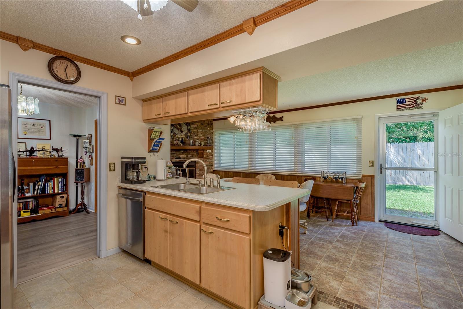 Kitchen facing rear of house