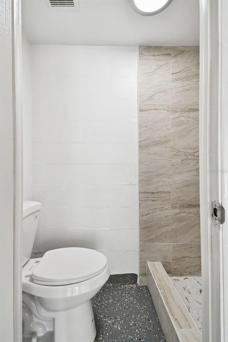 Half bathroom in garage