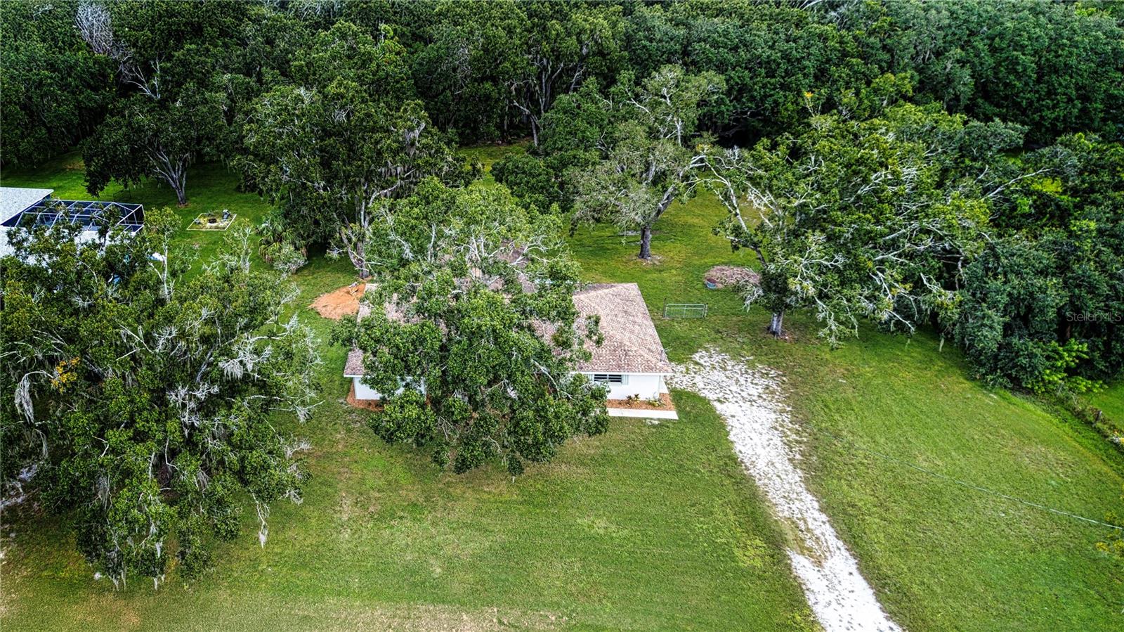 aerial view of front yard