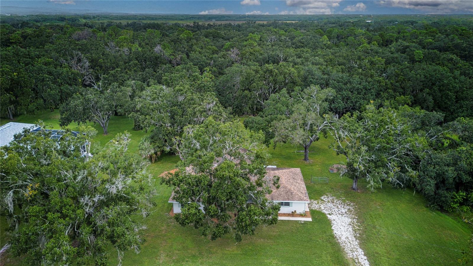 aerial view of front yard