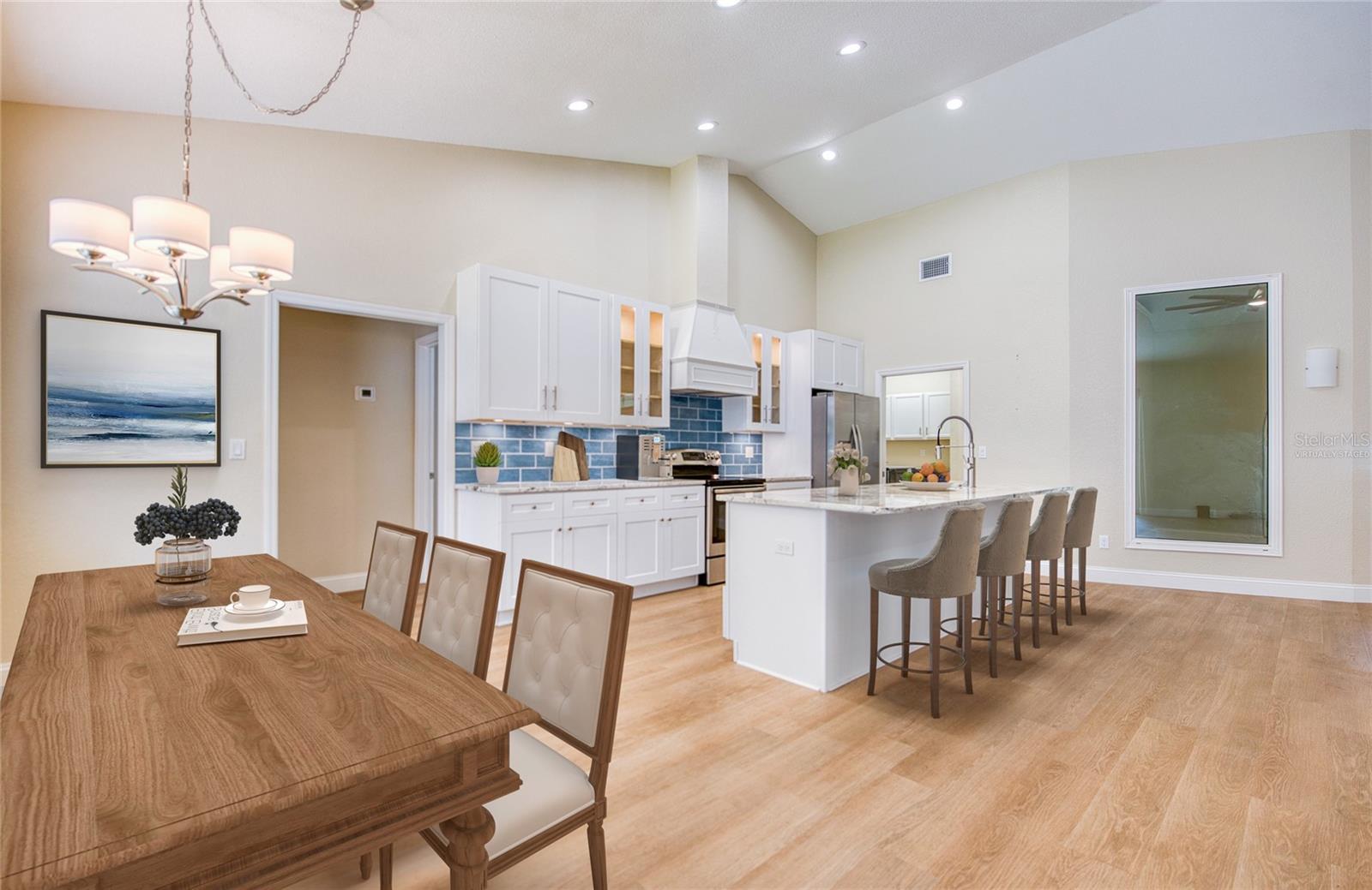 Virtually staged dining room