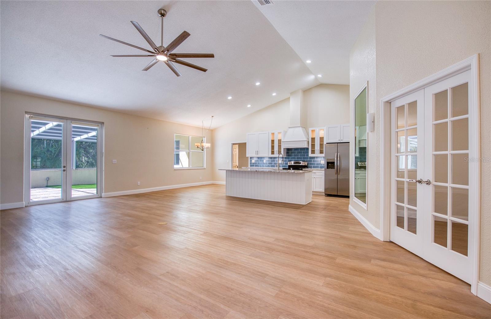 Family room with sliders to lanai