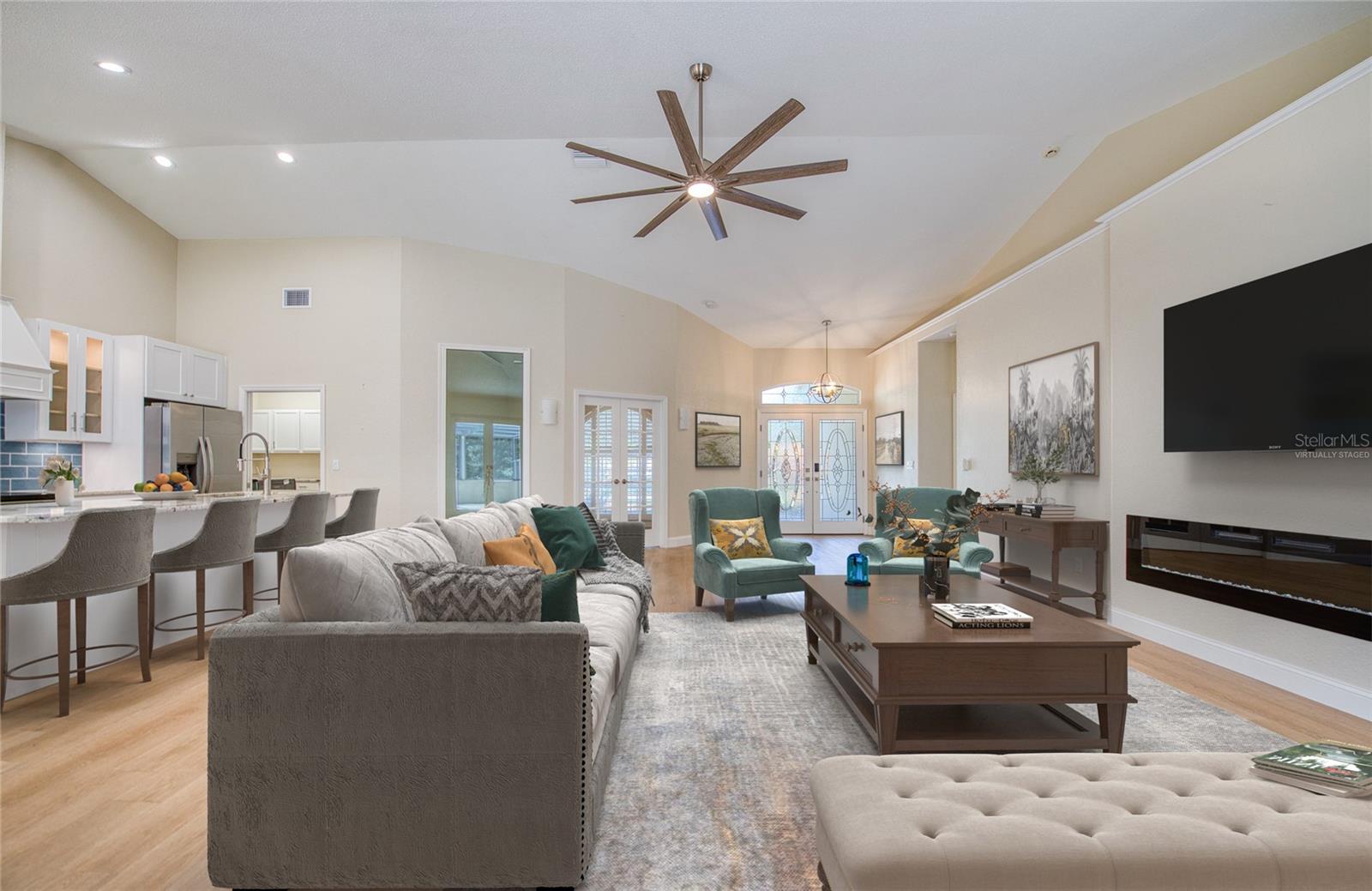 Traditional style virtually staged family room
